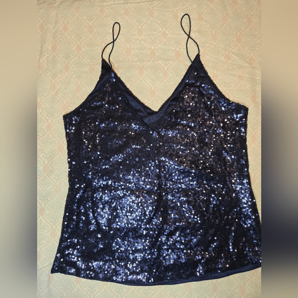 Sequin Tank Top Navy Blue